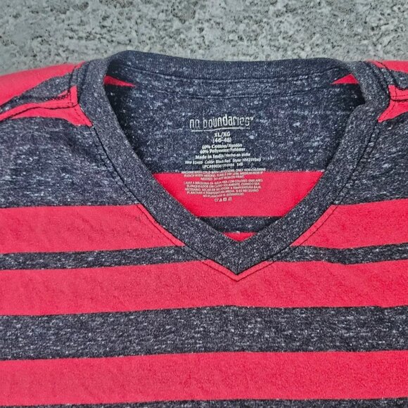 No Boundaries Men T Shirt Red Gray Striped Tee Short Sleeve Size XLXG - Picture 5 of 8